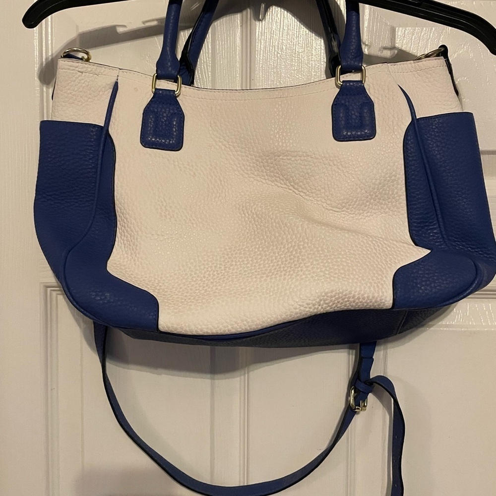 Merona Blue and White Shoulder Bag with Nautical-Inspired Design